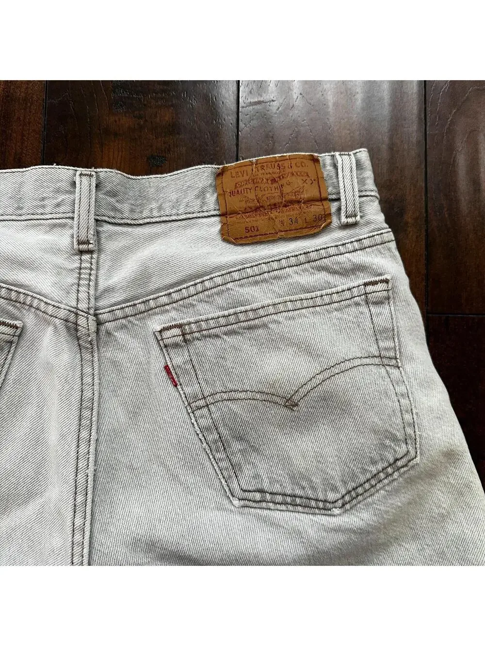 VTG USA Levis 501 Button Fly 90s Tag Jeans 80s 34x30 Act 31x28 Grey Faded White